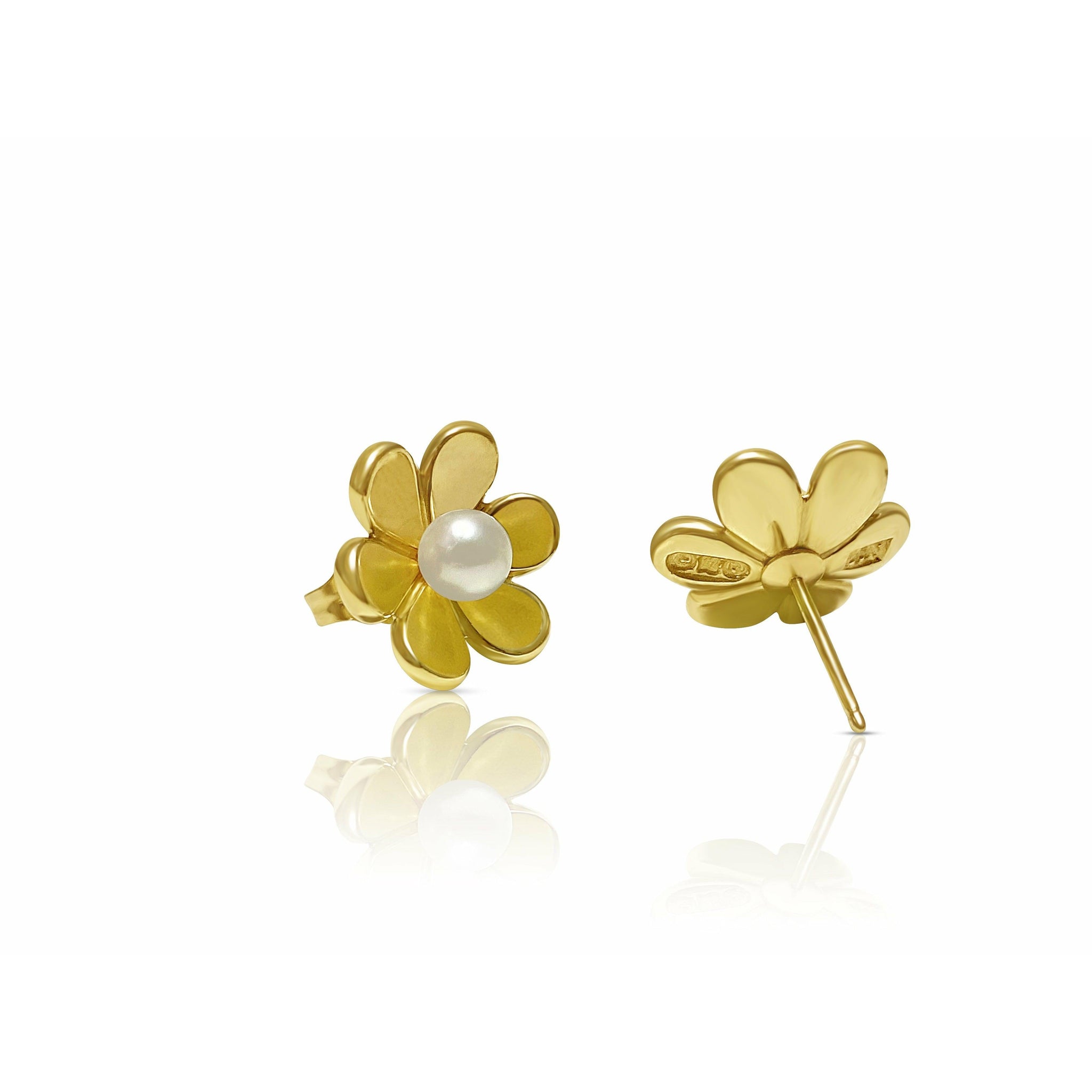 Pearl & Gold Flower Stud Earrings – Tesoro | The Trinket Box